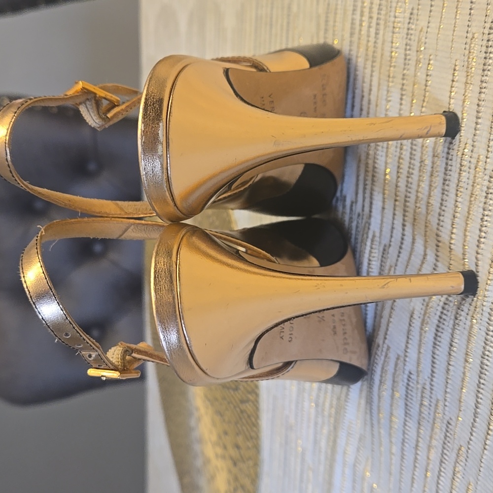 Euc Kate Spade Heels 6.5 Black And Rose Gold - Picture 3 of 6